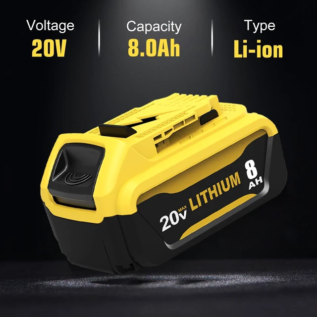 Alt view image 2 of 7 - 4Packs 8000mAh DCB206 Replacement for Dewalt 20v Battery 8.0Ah Lithium Compatible with Dewalt 20v Max Battery Compatible with 20v DCB206 DCB201 DCB203 DCB207 DCB204 Power Tools