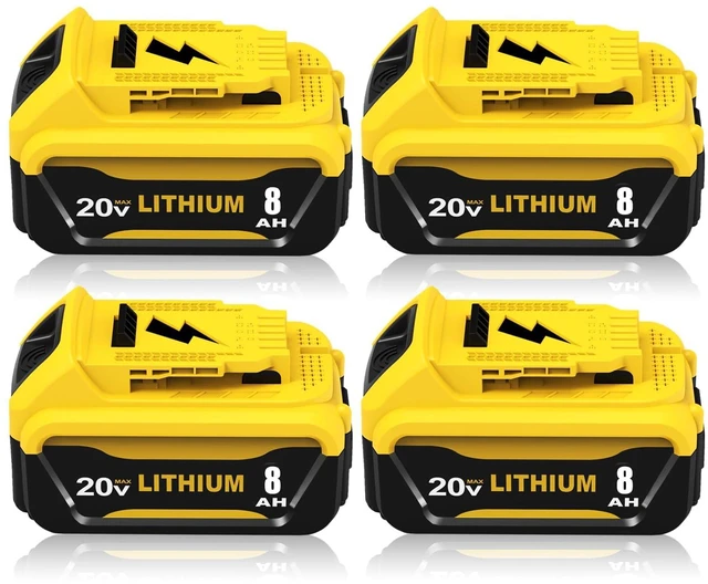 Main image of 4Packs 8000mAh DCB206 Replacement for Dewalt 20v Battery 8.0Ah Lithium Compatible with Dewalt 20v Max Battery Compatible with 20v DCB206 DCB201 DCB203 DCB207 DCB204 Power Tools