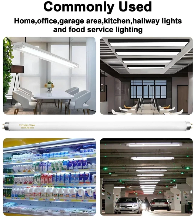 Alt view image 5 of 7 - 25 Pack T8 Fluorescent Bulbs 4 Foot, F32T8/865 Fluorescent Light Bulb 48 Inch 32 Watt 6500K Daylight 2500 Lumens G13 Base