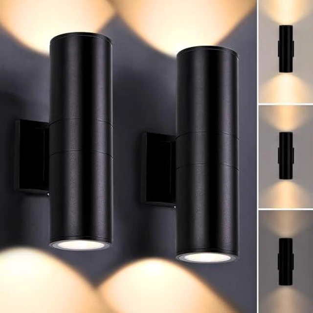 Alt view image 6 of 7 - Dimmable Wall Lights Outdoor 2 Packs, Integrated LED Cylinder Up Down 12W 2700K Modern Aluminum Light, Waterproof Exterior Light for Porch Patio Door