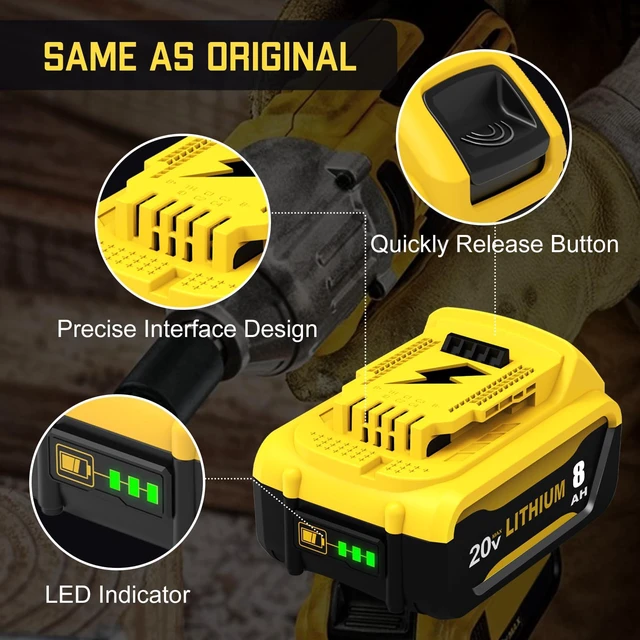 Alt view image 4 of 7 - 4Packs 8000mAh DCB206 Replacement for Dewalt 20v Battery 8.0Ah Lithium Compatible with Dewalt 20v Max Battery Compatible with 20v DCB206 DCB201 DCB203 DCB207 DCB204 Power Tools