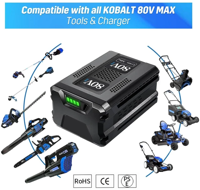 Alt view image 4 of 6 - Replacement for Kobalt 80V Battery 3.0Ah Lithium ion Compatible with Kobalt 80 Volt Batteries KB280-06 KB680-06 KB580-06 KB2580-06 for Power Tools