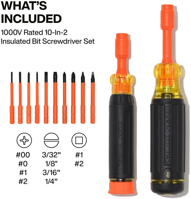 Alt view image 2 of 7 - 32310INS 10-in-2 Insulated Multi-Bit and Multi-Bit Precision Screwdriver Set, Auto-Locking Collar, 1000V Rated, In-Handle Bit Storage
