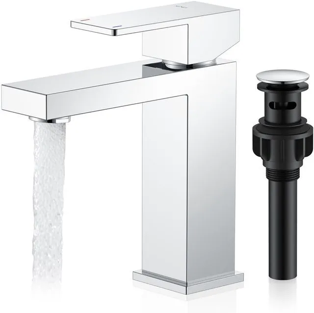 Main image of Chrome Bathroom Faucet Single Hole, Single Handle Vanity Sink Faucet Bathroom Sink Faucet with Pop Up Drain & Supply Lines, Lead-Free cUPC & NSF Certified, 1 Handle Faucet for Vanity RV Restroom
