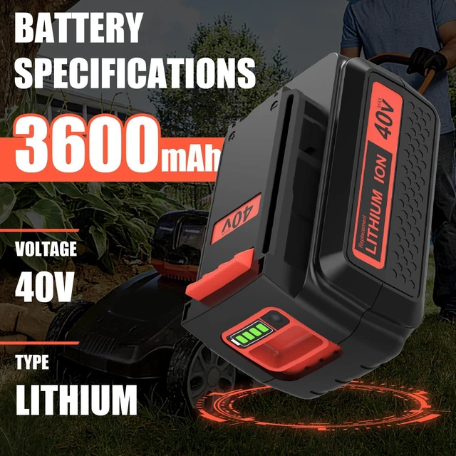Alt view image 2 of 7 - 2Pack 40v 3.6Ah LBX2040 Replacement for Black and Decker 40V Battery Lithium LBXR36 LBXR2036 LST540 LCS1240 LBX1540 Compatible with Black Decker 40V String Trimmer Sweeper Mower Tools