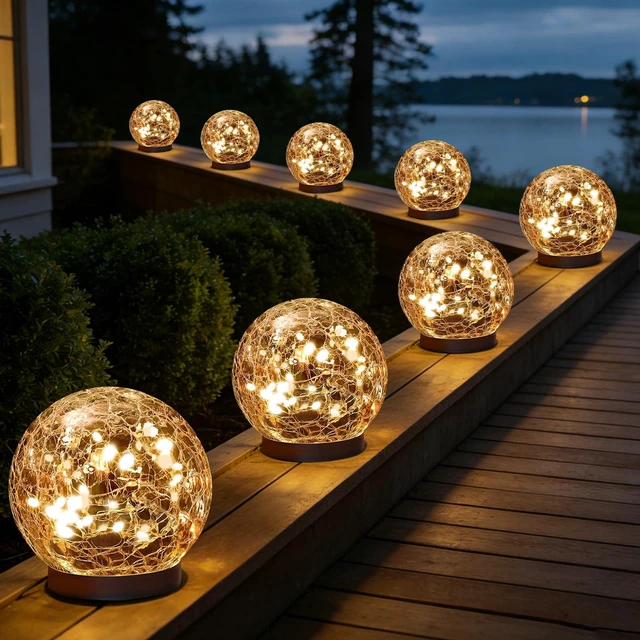 Main image of Solar Globe Lights Outdoor Waterproof-Solar Balls-Solar Garden Lights Orbs Solar Globe Lights for Outside 6 Pack Cracked Glass Ball for Lawn Patio Yard Backyard Decorations