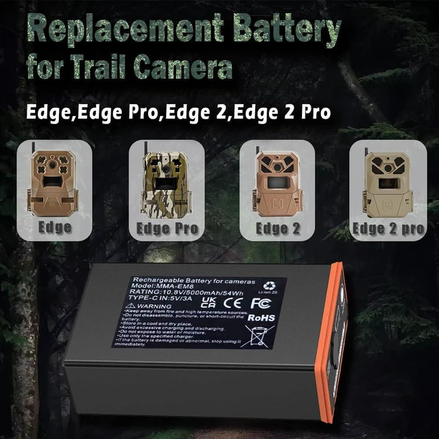 Alt view image 2 of 7 - Power Mag 5Ah Rechargeable Lithium Battery 4 Pack, Compatible with Moultrie Edge Battery Pack Series Cameras (Edge, Edge2, Edge2 Pro), Long-Lasting Trail Camera Power Solution