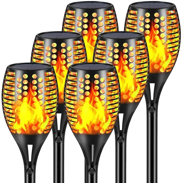 Main image of Solar Torch Lights 43" Flickering Flame Outdoor Waterproof 6 Pack 96 LED Higher & Larger Solar Flame Lights,10-12 Hours Runtime Auto On/Off for Yard Garden and Halloween Decor