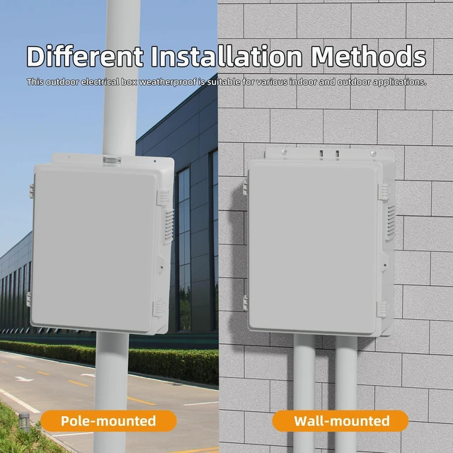 Alt view image 6 of 6 - White Outdoor Electrical Box Waterproof Nema Enclosure 16x11x6 Plastic WiFi Box with Fan Vented Dust Screen (Pack of 2)