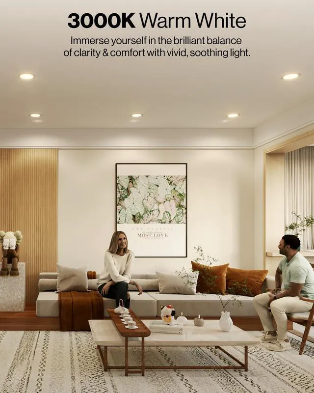 Alt view image 3 of 7 - 12 Pack 6 Inch Retrofit LED Recessed Lights, 13W=120W 3000K 965LM, Warm White, Baffle Trim, Dimmable, LED Reftrofit Ceiling Downlights for Recessed Cans, Kitchen, Bedroom, Damp Rated
