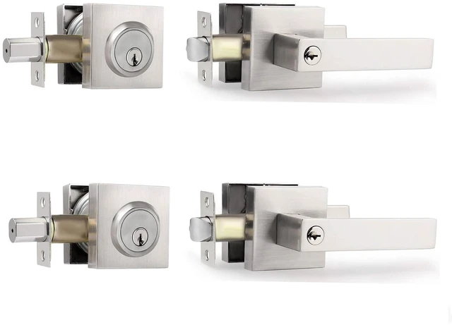 Main image of Heavy Duty Key Lock Combination Lockset, Satin Nickel, 2-3/8-2-3/4-Inch Adjustable Backset Latch, Fits 1-3/8-1-3/4-Inch Doors