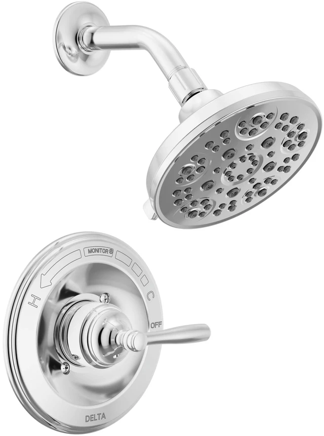 Main image of Roe 14 Series 5-Setting Shower Faucet Set, Chrome Shower Head and Handle Set, Valve Trim Kit, Chrome T142985 (Valve Not Included)