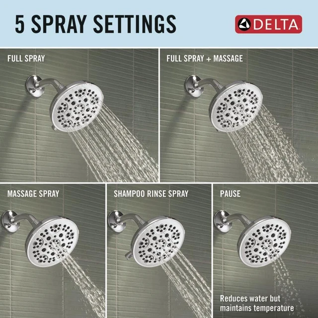 Alt view image 5 of 7 - Roe 14 Series 5-Setting Shower Faucet Set, Chrome Shower Head and Handle Set, Valve Trim Kit, Chrome T142985 (Valve Not Included)