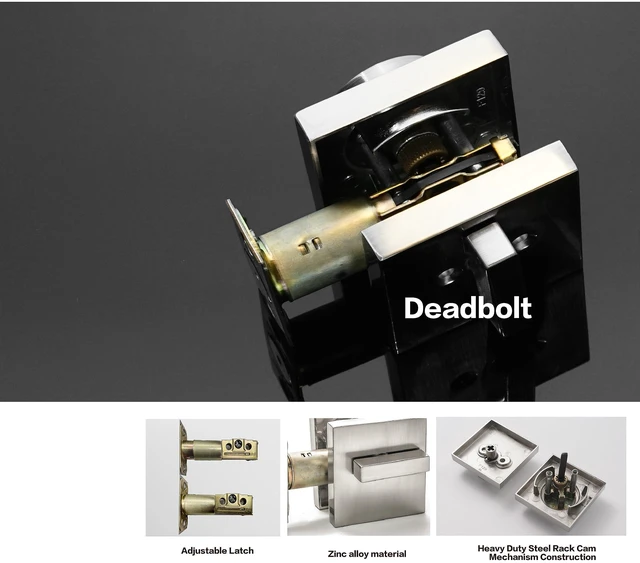 Alt view image 4 of 6 - Heavy Duty Key Lock Combination Lockset, Satin Nickel, 2-3/8-2-3/4-Inch Adjustable Backset Latch, Fits 1-3/8-1-3/4-Inch Doors