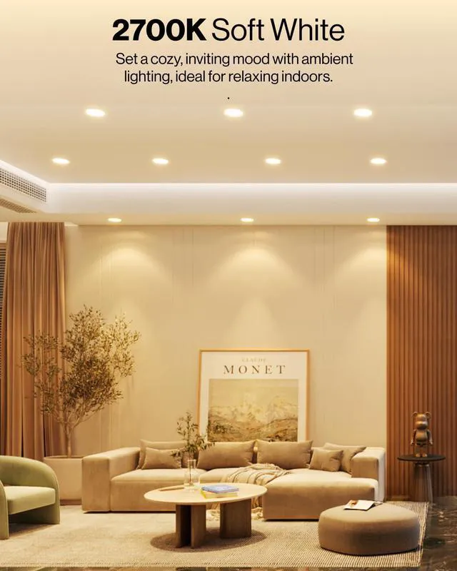 Alt view image 3 of 7 - 12 Pack 6 Inch Retrofit LED Recessed Lights, 13W=120W 2700K 965LM, Soft White, Baffle Trim, Dimmable, LED Reftrofit Ceiling Downlights for Recessed Cans, Kitchen, Living Room, Bedroom