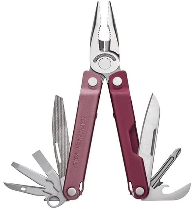 Main image of Bond 14-in-1 Multi-Tool, Camping and EDC, Heathered Cranberry 420HC Blade, Spring-Action Pliers, Screwdrivers & Scissors for Camping, Hiking & EDC