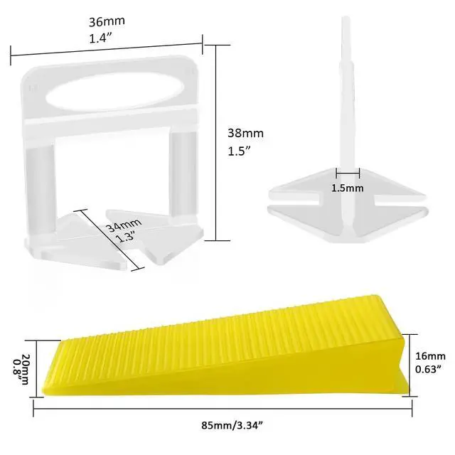 Alt view image 2 of 7 - Tile Leveling System with Plier,3400 Tile Spacers 1/16" and 200 Wedges Tile Leveling Clips with Tile Plier, Anti Lippage Tile Leveler Spacers for Professional Ceramic Tile and Stone Installation