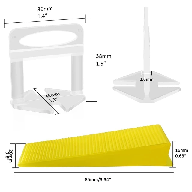 Alt view image 2 of 7 - Tile Leveling System with Plier, 3000 Tile Spacers 1/8" and 100 Wedges Tile Leveling Clips with Tile Plier, Anti Lippage Tile Leveler Spacers for Professional Ceramic Tile and Stone Installation