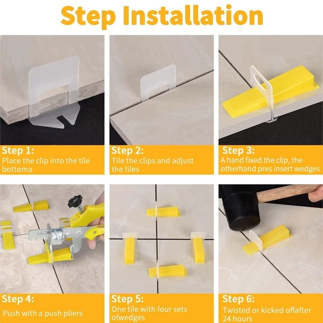 Alt view image 7 of 7 - Tile Leveling System with Plier,3400 Tile Spacers 1/16" and 200 Wedges Tile Leveling Clips with Tile Plier, Anti Lippage Tile Leveler Spacers for Professional Ceramic Tile and Stone Installation
