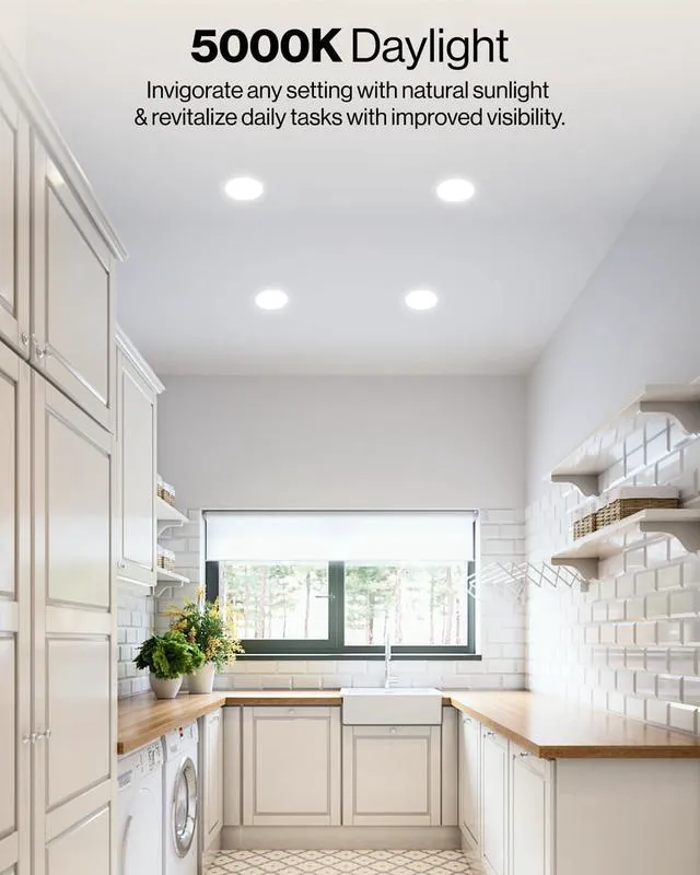 Alt view image 4 of 7 - 12 Pack 6 Inch Retrofit LED Recessed Lights, 13W=120W 5000K Daylight 965LM, Daylight, Baffle Trim, Dimmable, LED Reftrofit Ceiling Downlights for Recessed Cans, Kitchen, Bedroom, Damp Rated
