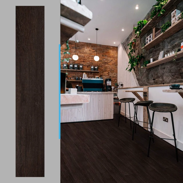 Alt view image 3 of 7 - 36-Pack Wood Texture Peel and Stick Vinyl Flooring Tiles, Brown Stone 18 & 54 sq.ft Options, Rigid Surface Hard Core, Waterproof, Self-Adhesive, Impact Resistant, Fit Indoor Household Spaces