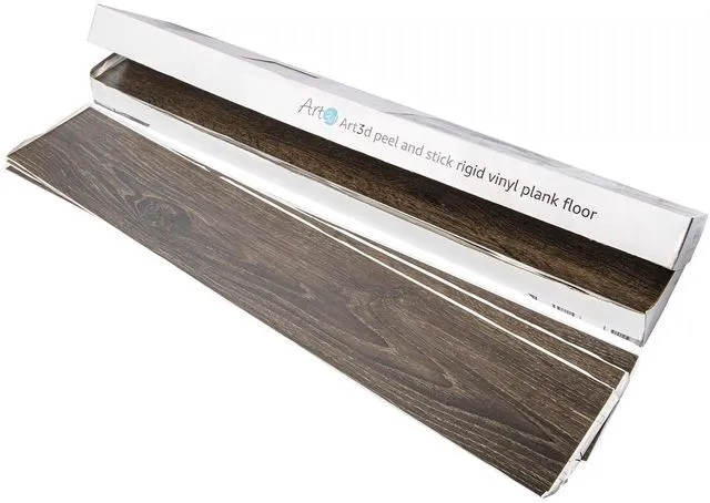 Alt view image 4 of 7 - 36-Pack Wood Texture Peel and Stick Vinyl Flooring Tiles, Brown Stone 18 & 54 sq.ft Options, Rigid Surface Hard Core, Waterproof, Self-Adhesive, Impact Resistant, Fit Indoor Household Spaces