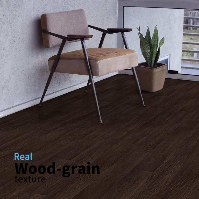 Alt view image 5 of 7 - 36-Pack Wood Texture Peel and Stick Vinyl Flooring Tiles, Brown Stone 18 & 54 sq.ft Options, Rigid Surface Hard Core, Waterproof, Self-Adhesive, Impact Resistant, Fit Indoor Household Spaces
