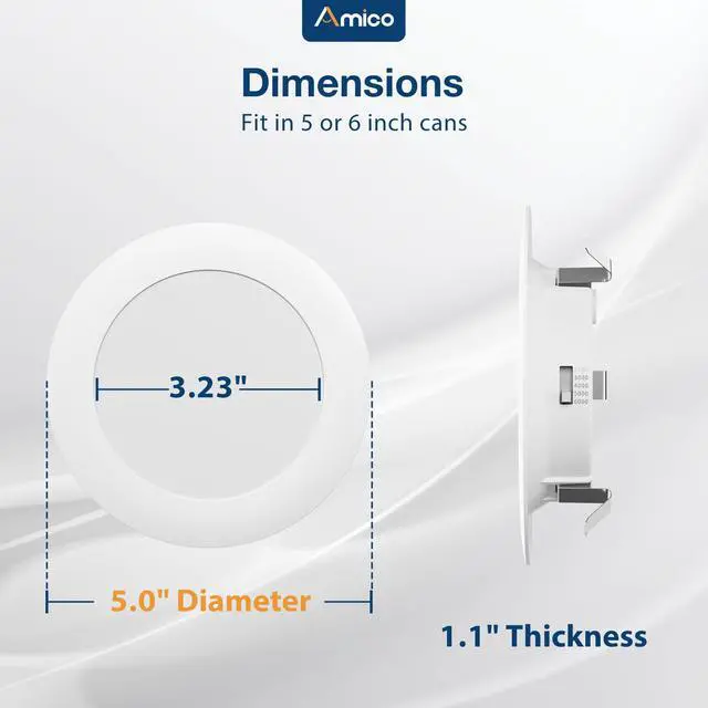 Alt view image 4 of 5 - Recessed Lighting 4 Inch, 24 Pack 5CCT Flat LED Can Lights, White Flat Trim, 7W=60W, 700LM, 2700K/3000K/4000K/5000K/6000K Selectable, Dimmable, Easy Install, IC & Damp Rated, ETL & FCC