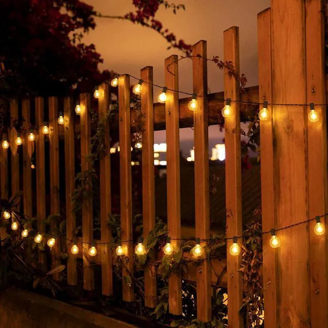 Alt view image 6 of 7 - 200Ft(2x100Ft) LED Outdoor String Lights Waterproof Dimmable G40 Globe Patio Lights with 100+5 Bulbs for Balcony Gazebo Pergola-Black Cord