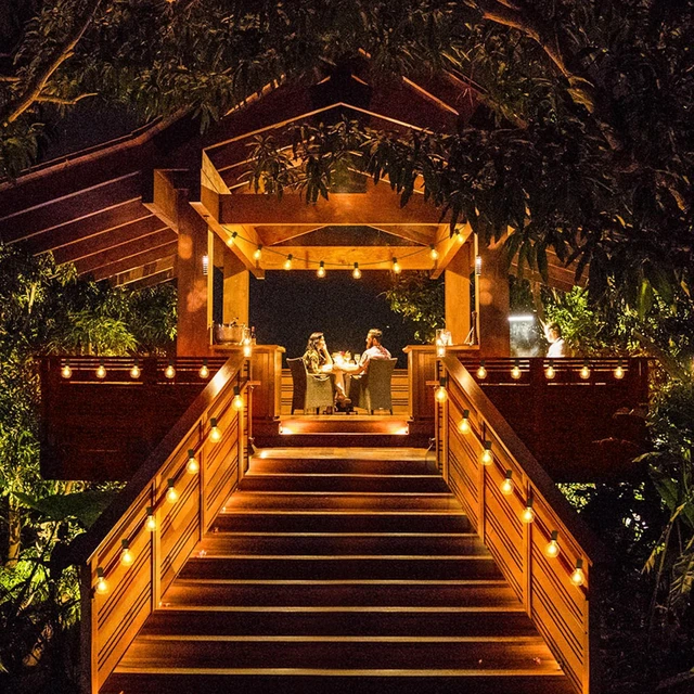 Alt view image 7 of 7 - 200Ft(2x100Ft) LED Outdoor String Lights Waterproof Dimmable G40 Globe Patio Lights with 100+5 Bulbs for Balcony Gazebo Pergola-Black Cord
