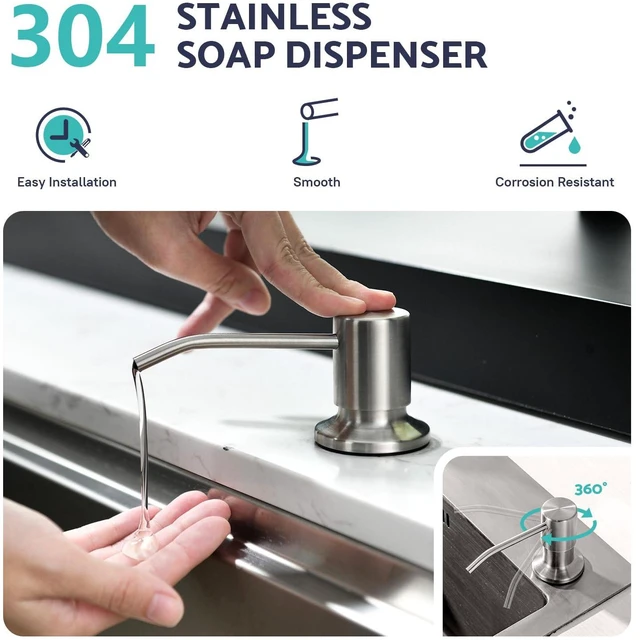 Alt view image 5 of 7 - Kitchen Sink Faucet with Soap Dispenser, 3 Modes Kitchen Faucet with Pull Down Sprayer and Soap Dispenser, 304 Stainless Brushed Nickel Single Handle Kitchen Bar Faucets with Water Lines