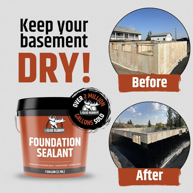 Alt view image 2 of 6 - Foundation Sealant - Basement Waterproof Sealer, Black, 1 Gal Flexible Elastomeric Coating - Crack Filler, Leak Repair, Basement Waterproofing Solution, Indoor/Outdoor Use, DIY Protection