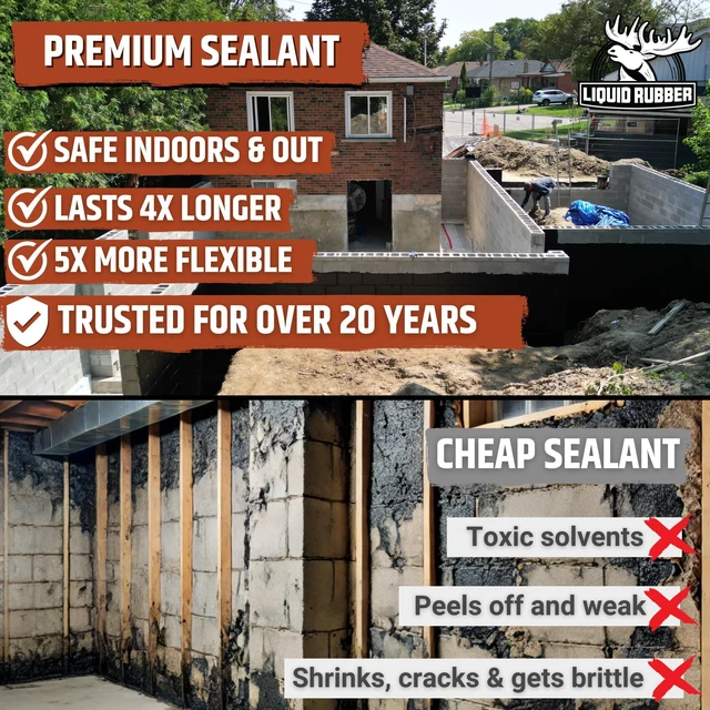 Alt view image 3 of 6 - Foundation Sealant - Basement Waterproof Sealer, Black, 1 Gal Flexible Elastomeric Coating - Crack Filler, Leak Repair, Basement Waterproofing Solution, Indoor/Outdoor Use, DIY Protection