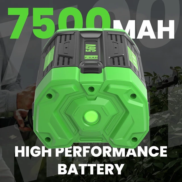 Alt view image 2 of 7 - 1-Pack 7500mAh High Capacity Replacement for EGO 56V Lithium-ion Battery Compatible with EGO 56 Volt 7.5Ah Battery BA2800T BA4200T BA1400 BA5600T LB6504 LB5804 LB6500 LB4800 Power Tools(Green)