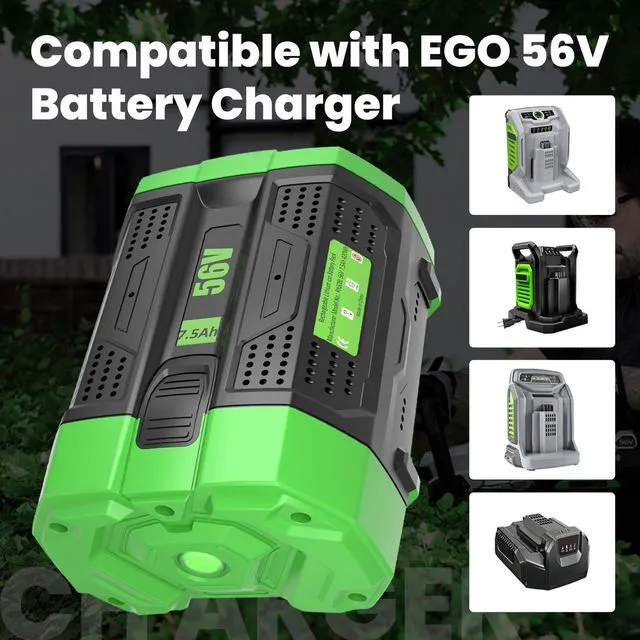 Alt view image 5 of 7 - 1-Pack 7500mAh High Capacity Replacement for EGO 56V Lithium-ion Battery Compatible with EGO 56 Volt 7.5Ah Battery BA2800T BA4200T BA1400 BA5600T LB6504 LB5804 LB6500 LB4800 Power Tools(Green)