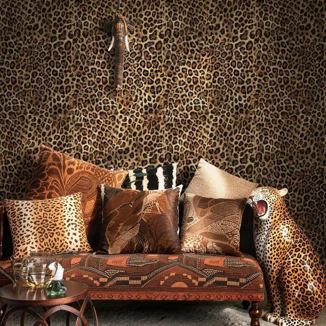 Alt view image 4 of 7 - Brown Leopard Print Peel and Stick Wallpaper, 17.3" x 1200" Waterproof Removable Self Adhesive Wallpaper, Unique Funky Cheetah Contact Paper for Bedroom, Bathroom, Decor,144.3 sq