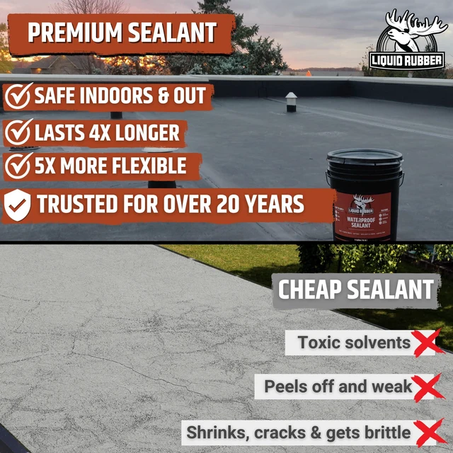 Alt view image 3 of 6 - Waterproof Sealant - Roof & Gutter Coating, Black, 1 Gallon DIY Leak Repair Coating, Flexible Elastomeric Waterproofing Membrane for Flat & Low-Slope Roofs, Gutters, Concrete, Plywood