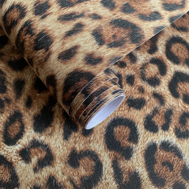 Main image of Brown Leopard Print Peel and Stick Wallpaper, 17.3" x 1200" Waterproof Removable Self Adhesive Wallpaper, Unique Funky Cheetah Contact Paper for Bedroom, Bathroom, Decor,144.3 sq
