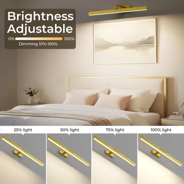 Alt view image 5 of 7 - Picture Lights for Wall, Battery Operated Picture Light 24in Gallery Light for Paintings CCT Dimmable Recharging Battery Wall Light with Remote Control for Living Room Gallery Dartboard