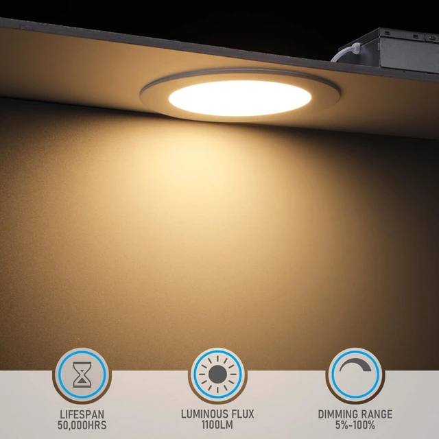 Alt view image 2 of 7 - 12-Pack 6 Inch Ultra-Thin LED Recessed Light, CRI90 12W, 3000K Aluminum, 5%-100% Dimmable, ETL & ES & FCC & IC, Slim LED Downlight with Junction Box, Warm White