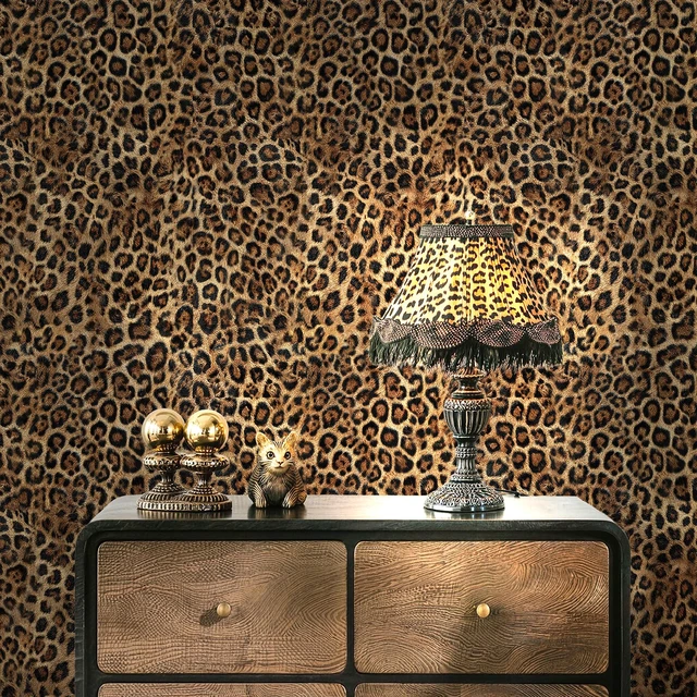 Alt view image 6 of 7 - Brown Leopard Print Peel and Stick Wallpaper, 17.3" x 1200" Waterproof Removable Self Adhesive Wallpaper, Unique Funky Cheetah Contact Paper for Bedroom, Bathroom, Decor,144.3 sq
