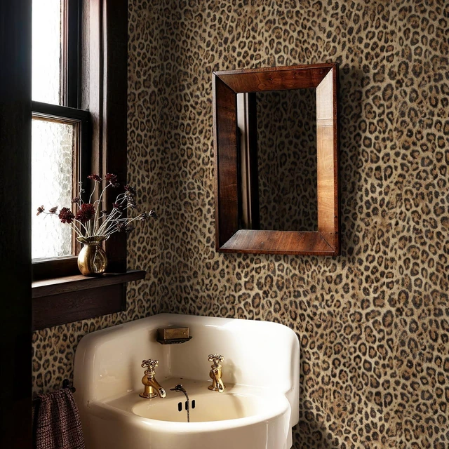 Alt view image 7 of 7 - Brown Leopard Print Peel and Stick Wallpaper, 17.3" x 1200" Waterproof Removable Self Adhesive Wallpaper, Unique Funky Cheetah Contact Paper for Bedroom, Bathroom, Decor,144.3 sq