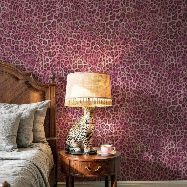 Alt view image 6 of 7 - Upgrade Pink Leopard Print Peel and Stick Wallpaper, 17.3" x 1200" Waterproof Removable Self Adhesive Wallpaper, Unique Funky Cheetah Contact Paper for Bedroom, Bathroom, Decor,144.3 sq
