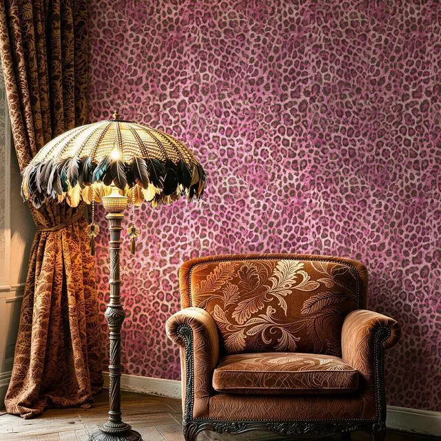 Alt view image 4 of 7 - Upgrade Pink Leopard Print Peel and Stick Wallpaper, 17.3" x 1200" Waterproof Removable Self Adhesive Wallpaper, Unique Funky Cheetah Contact Paper for Bedroom, Bathroom, Decor,144.3 sq