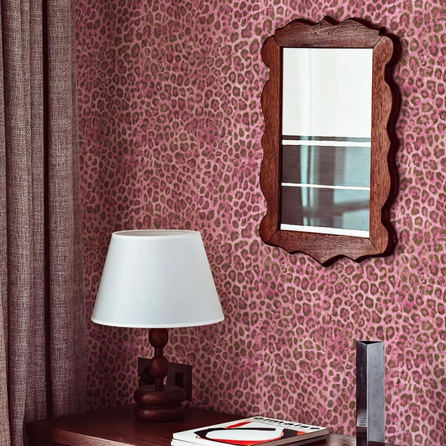 Alt view image 7 of 7 - Upgrade Pink Leopard Print Peel and Stick Wallpaper, 17.3" x 1200" Waterproof Removable Self Adhesive Wallpaper, Unique Funky Cheetah Contact Paper for Bedroom, Bathroom, Decor,144.3 sq