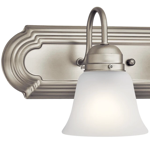 Alt view image 4 of 7 - 5-Light Bathroom Vanity Light, Brushed Nickel Clear satin etched glass vanity light for bathroom mirrors (36" x 8" x 12"), 5339NIS