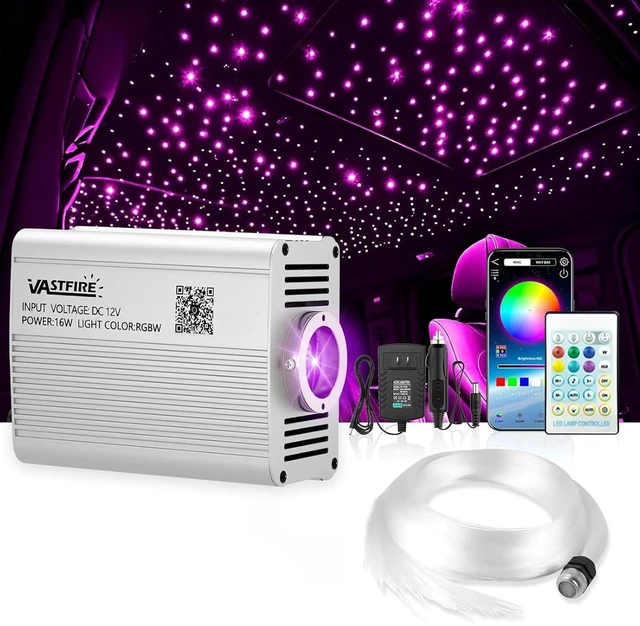 Main image of Starlight Headliner Kit - 500pcs 0.03in 9.8ft Fiber Optic Star Lights for Car with 16W RGBW, Twinkle & Music Sync, APP/Remote Control for Car Roof/Bedroom Ceiling