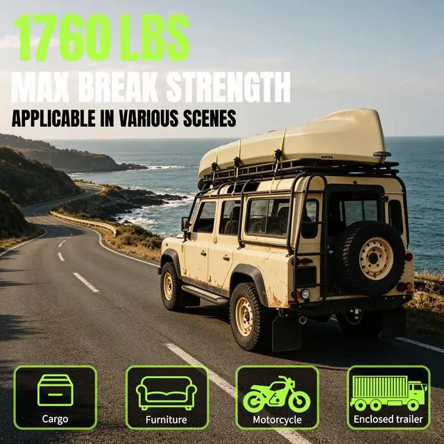 Alt view image 3 of 7 - Retractable Ratchet Straps, 4-Pack, 1 Inch x 12 Feet Heavy Duty Tie Downs, 1760lb Break Strength, Self Retracting for Truck, Cargo, Trailer, Motorcycle, ATV, UTV (Yellow, 4pack)