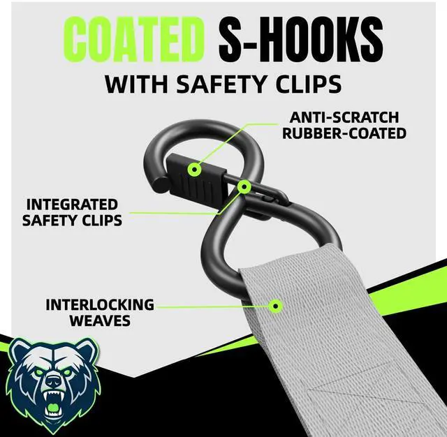 Alt view image 5 of 7 - Retractable Ratchet Straps, 4-Pack, 1 Inch x 12 Feet Heavy Duty Tie Downs, 1760lb Break Strength, Self Retracting for Truck, Cargo, Trailer, Motorcycle, ATV, UTV (Grey, 4pack)