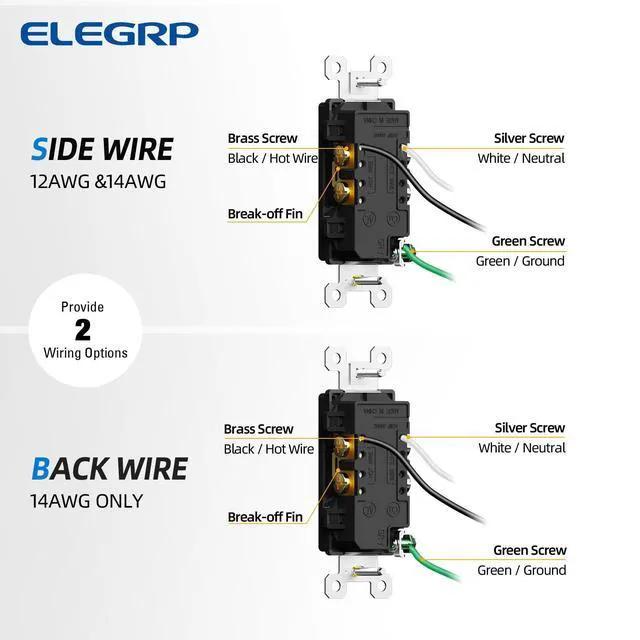 Alt view image 6 of 7 - Glossy Black Decorator Wall Receptacle Outlets, TR Tamper Resistant & WR Weather Resistant Outlet, 20 Amp Electrical Outlets, Self-grounding, 125V, 2 Pole 3 Wire, 5-20R, UL Listed, 50 Pack